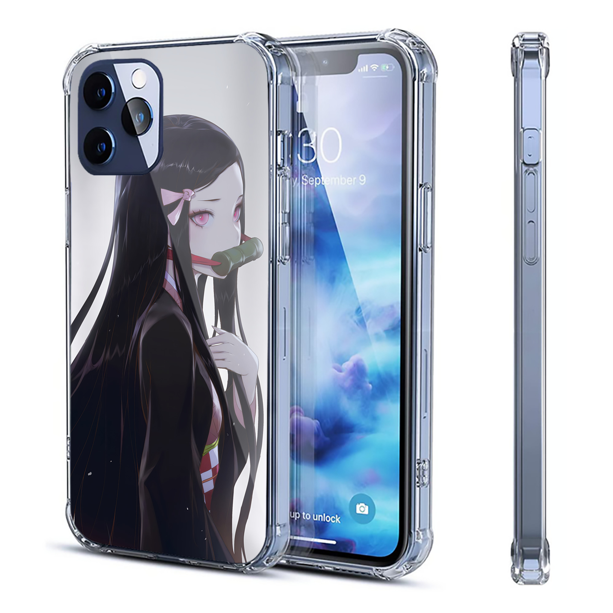 （画像用） 鬼滅の刃（きめつのやいば）竈門 禰󠄀豆子／かまど ねずこ Kamado Nezuko 【iPhone 12シリーズ対応】透明スマホケース（クリアソフトケース）